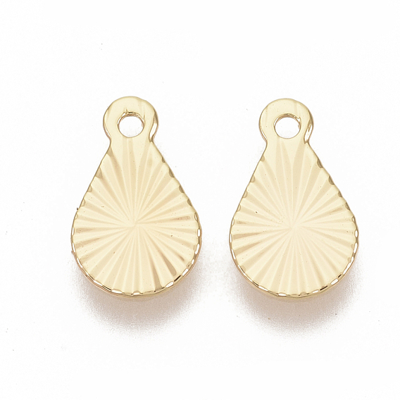 Brass Charms, Nickel Free, Teardrop, Real 18K Gold Plated