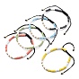 Adjustable Nylon Cord Braided Bead Bracelets, with Glass Seed Beads and Brass Beads