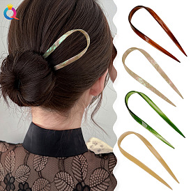 Minimalist Vintage U-Shaped Hairpin for Women, Acetate Hair Clip Accessory