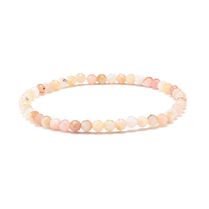 Natural Pink Opal Round Beaded Stretch Bracelet, Gemstone Jewelry for Women