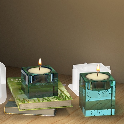 Moldes de silicona para candelabros cuadrados, moldes de resina, para la fabricación artesanal de resina uv y resina epoxi