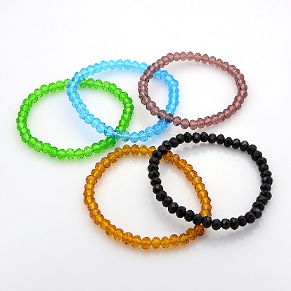 Bracelets de perles de verre rondelle stretch, 58mm