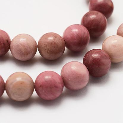 Rhodonite naturelles brins de perles, ronde