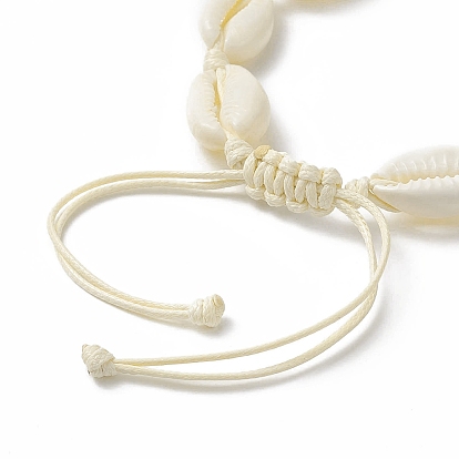 Adjustable Cowrie Shell Anklets, with Eco-Friendly Korean Waxed Polyester Cord