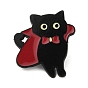 Gato con alfileres de esmalte de calabaza/sombrero/escoba, Insignia de aleación negra para ropa de mochila.