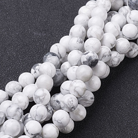 Natural Howlite Beads Strands, Round