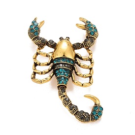 Rhinestone Scorpion Badge, Constellation Alloy Lapel Pin for Backpack Clothes, Golden