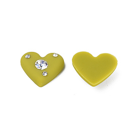 Acrylic Cabochons, with Crystal Rhinestone, Heart