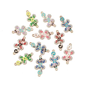 Alloy Enamel Connector Charms, Lizard Links with Crystal Rhinestone, Light Gold, Cadmium Free & Nickel Free & Lead Free