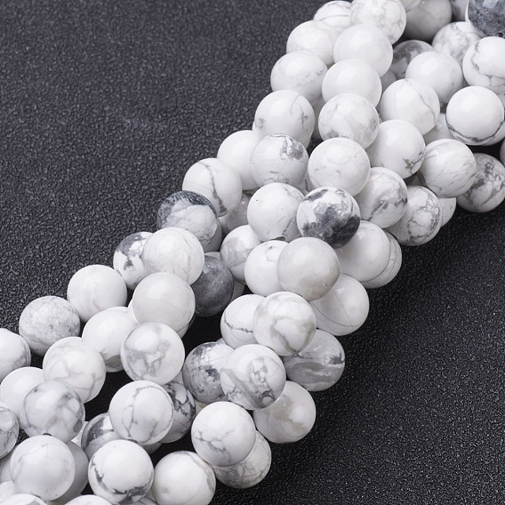 Chapelets de perles howlite naturelles , ronde