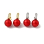 Красные пластиковые жемчужные серьги-кольца с прозрачным кубическим цирконием, латунные серьги на петлях для женщин, без свинца, без кадмии и без никеля