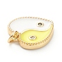 Micro cuivres ouvrent pendentifs zircone cubique, avec l'émail, plaqué longue durée, réel 18 k plaqué or, coeur avec yin yang
