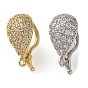Brass Micro Pave Clear Cubic Zirconia Twister Clasps, Cadmium Free & Lead Free, Teardrop, Long-Lasting Plated