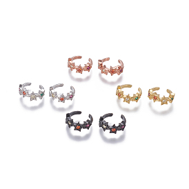 Brass Cubic Zirconia Cuff Earrings, Star