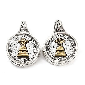 Pendentifs en laiton, les accessoires de bijoux bouddhistes pour counter clips, plat rond au charme de pagode