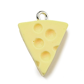 Pendentifs alimentaires imitation résine, Breloques fromage avec boucles en fer plaqué platine