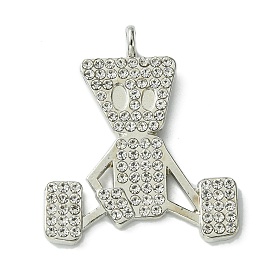 Platinum Plated Alloy Rhinestone Pendants, With Jump Ring, Human Charms