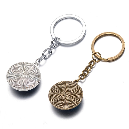 Ohm/Aum Alloy Glass Pendant Keychains, Yoga Theme Keychains, with Alloy Findings