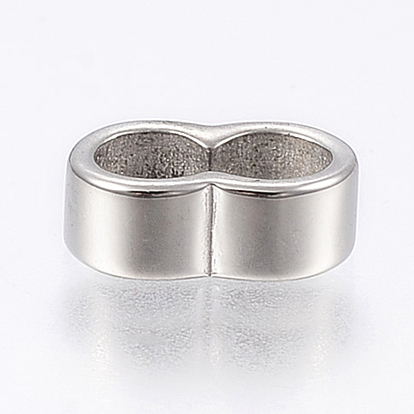 304 encantos de la diapositiva de acero inoxidable / perlas deslizantes, para hacer pulseras de cordon de cuero, oval