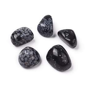 Natural Snowflake Obsidian Beads, Healing Stones, for Energy Balancing Meditation Therapy, Tumbled Stone, Vase Filler Gems, No Hole/Undrilled, Nuggets
