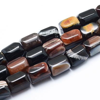 Natural Black Onyx Beads Strands, Dyed & Heated, Column