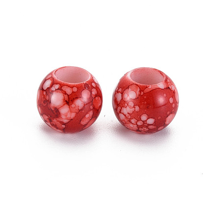 Peinture de cuisson perles acryliques européennes opaques, Perles avec un grand trou   , rondelle