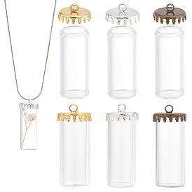 6наборы 3цвета прозрачные стеклянные бутылки подвески, с латунной пробкой (съемная), колонка