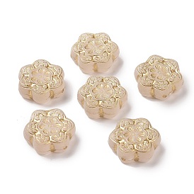 Plating Acrylic Beads, Golden Metal Enlaced, Frosted, Flower