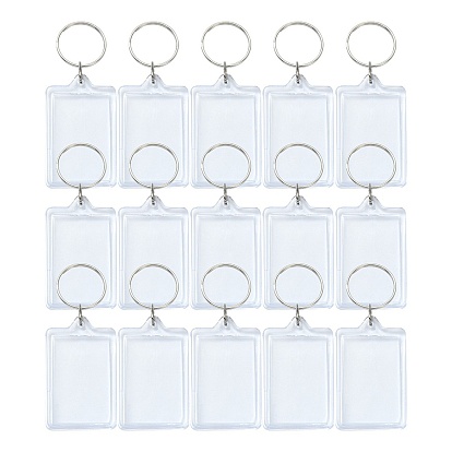 Porte-clés cadre photo acrylique, avec porte-clés fendus, rectangle
