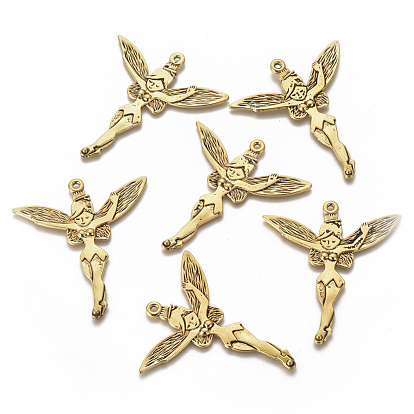 Tibetan Style Alloy Fairy Sprite Charms, Halloween, Characters Alloy Pendants in Fairy Tales, Lead Free and Cadmium Free, Idea For Jewelry Making, 51x46x2mm, hole: 1.5mm