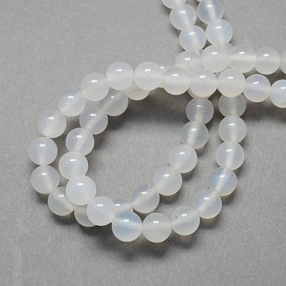 Round Natural White Agate Beads Strands