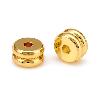 Long-Lasting Plated Brass Spacer Beads, Groove Beads, Flat Round