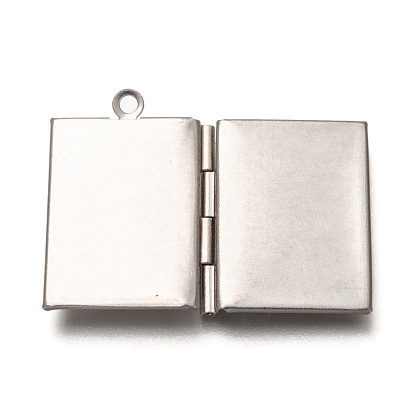 316 Stainless Steel Locket Pendants, Photo Frame Charms for Necklaces, Rectangle