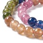 Natural Jade Imitation Tourmaline Beads Strands, Dyed, Round, Colorful