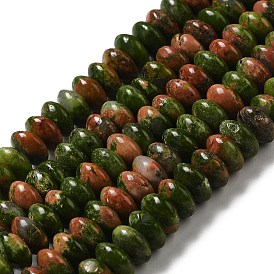 Natural Unakite Beads Strands, Saucer Beads, Rondelle