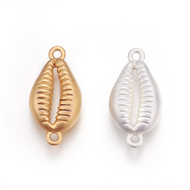 Brass Links/Connectors, Long-Lasting Plated, Lead Free & Cadmium Free, Cowrie Shell Shape