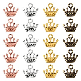 20Pcs 4 Colors Zinc Alloy Pendants, Crown Shape