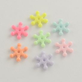 Opaque Snowflake Acrylic Beads, 16x14x3mm, Hole: 2mm, about 2300pcs/500g