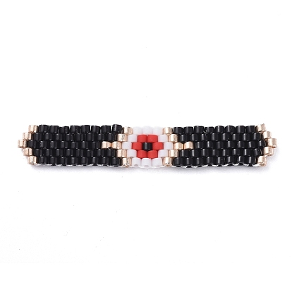 MIYUKI Japanese Seed Beads, Handmade Pendants, Loom Pattern, with Polyester Threads, Eye, Rectangle