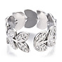 304 anillos de puño de hoja de acero inoxidable, anillos de banda ancha, anillos abiertos para mujeres niñas