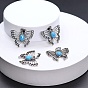 Synthetic Turquoise Pendants, Butterfly Charms with Platinum Plated Metal Findings