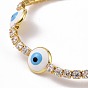 Pulsera de eslabones de mal de ojo esmaltado con cadenas de tenis de circonita cúbica transparente para mujer, sin plomo y cadmio