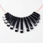 Non-Magnetic Synthetic Hematite Beads Strands, Graduated Fan Pendants, Focal Beads, Black, Rectangle