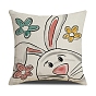 Fundas de almohada de lino con tema de Pascua, fundas de colchón, para sofá cama, cuadrado con conejo/casita/huevo