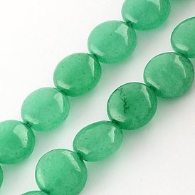 Dyed Natural Malaysia Jade Stone Bead Strands, Flat Round