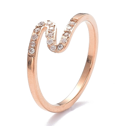 Revestimiento iónico (ip) 304 anillos para los dedos de acero inoxidable, con diamantes de imitación de cristal