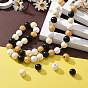 160 Pcs 4 Colors Bee Honey Color Painted Natural Wood Round Beads, for DIY Craft, with Waterproof Vacuum Packing, Old Lace & Black & White & 	Goldenrod