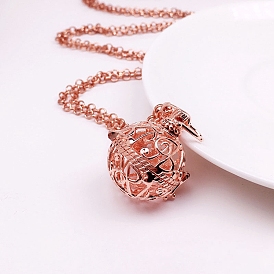 Brass Round Cage Pendant Necklaces