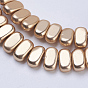 Electroplate Non-magnetic Synthetic Hematite Beads Strands, Frosted, Rectangle
