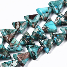 Natural Imperial Jasper Beads Strands, Triangle, Dyed